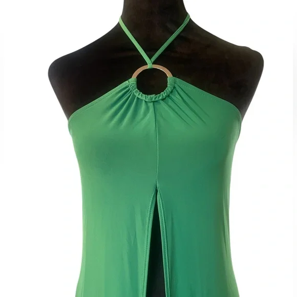 Emerald Green Goddess Halter Dress Top, Large, New - Picture 2 of 7